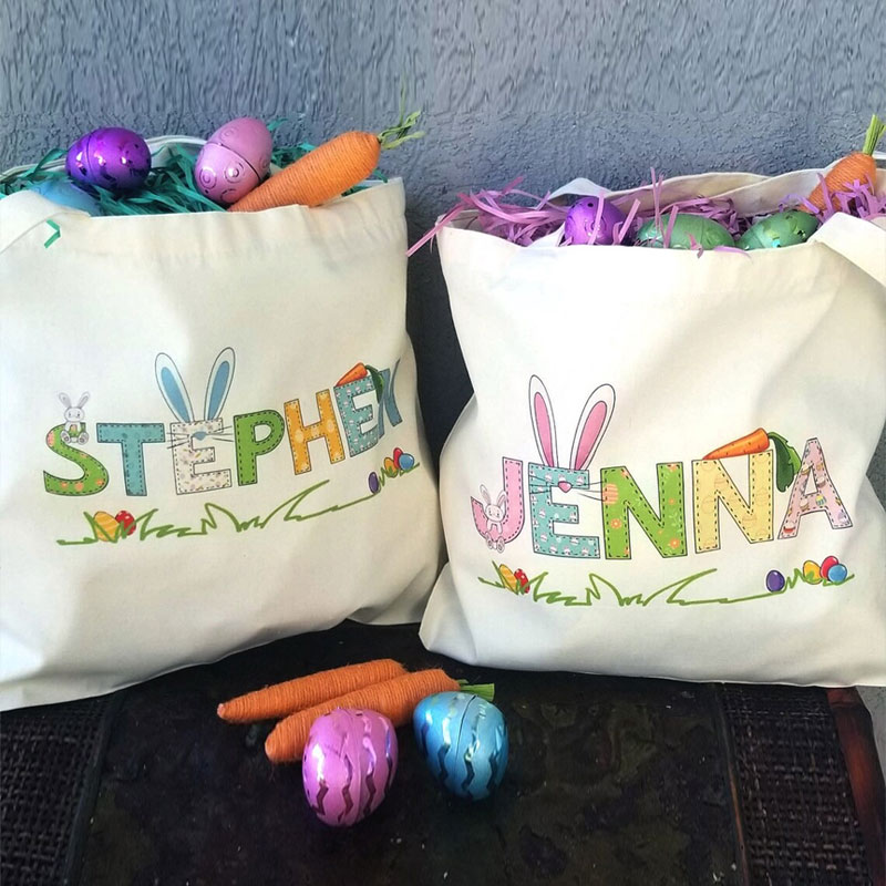 Kids Easter Tote Easter Eggs Hunting Bag