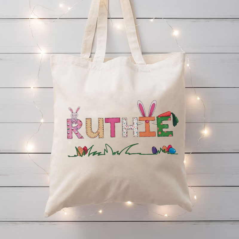 Kids Easter Tote Easter Eggs Hunting Bag