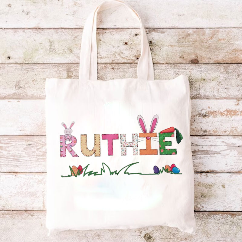 Kids Easter Tote Easter Eggs Hunting Bag