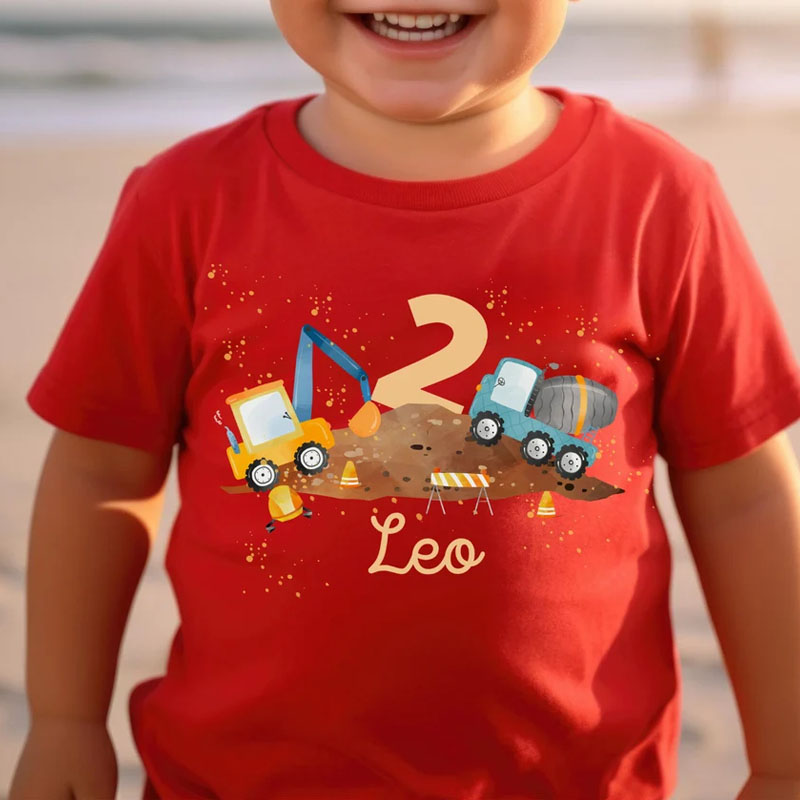 Kids Excavator Wheel Ioader Birthday T-shirt