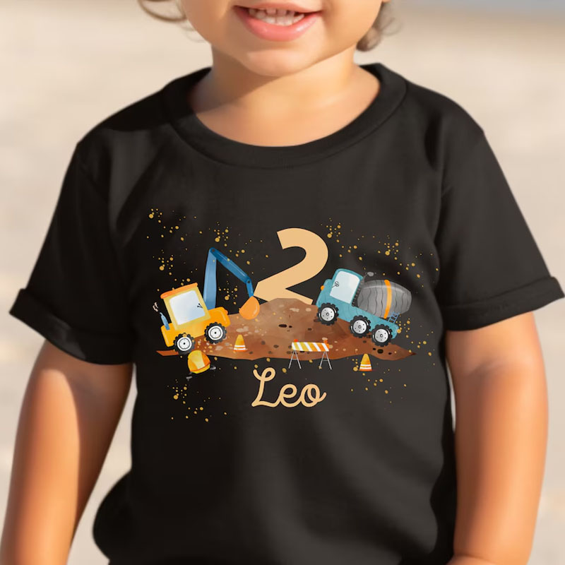 Kids Excavator Wheel Ioader Birthday T-shirt