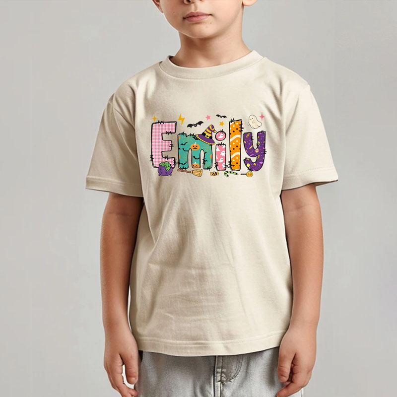 [Youth Shirt / 2-14 Years]Kids Halloween Ghost Name Shirt