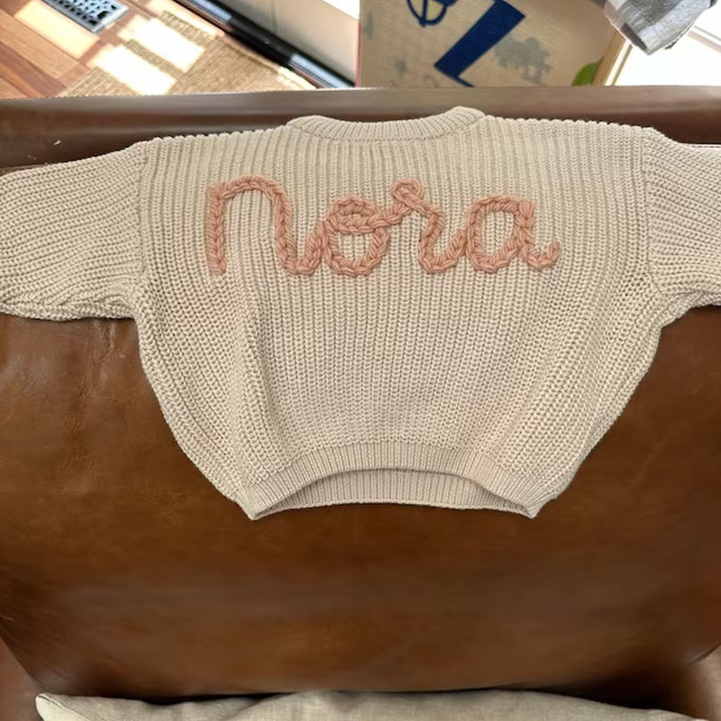Kids Hand embroidered Oversized Name Sweater