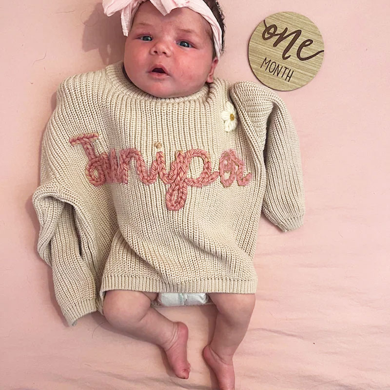 Kids Hand embroidered Oversized Name Sweater