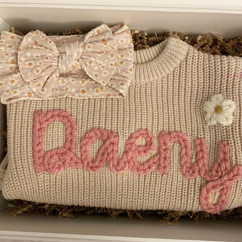 Kids Hand embroidered Oversized Name Sweater