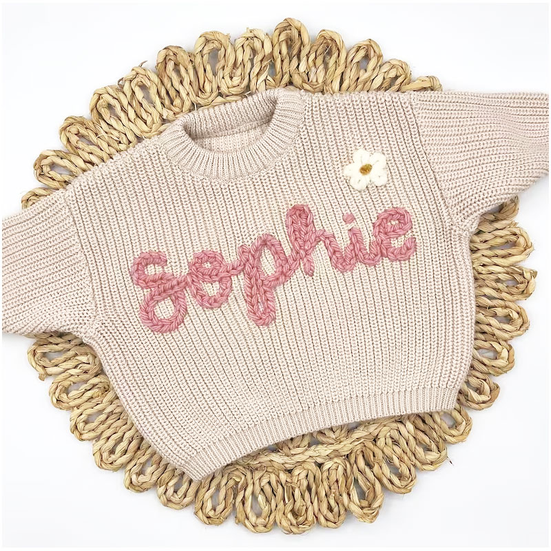 Kids Hand embroidered Oversized Name Sweater