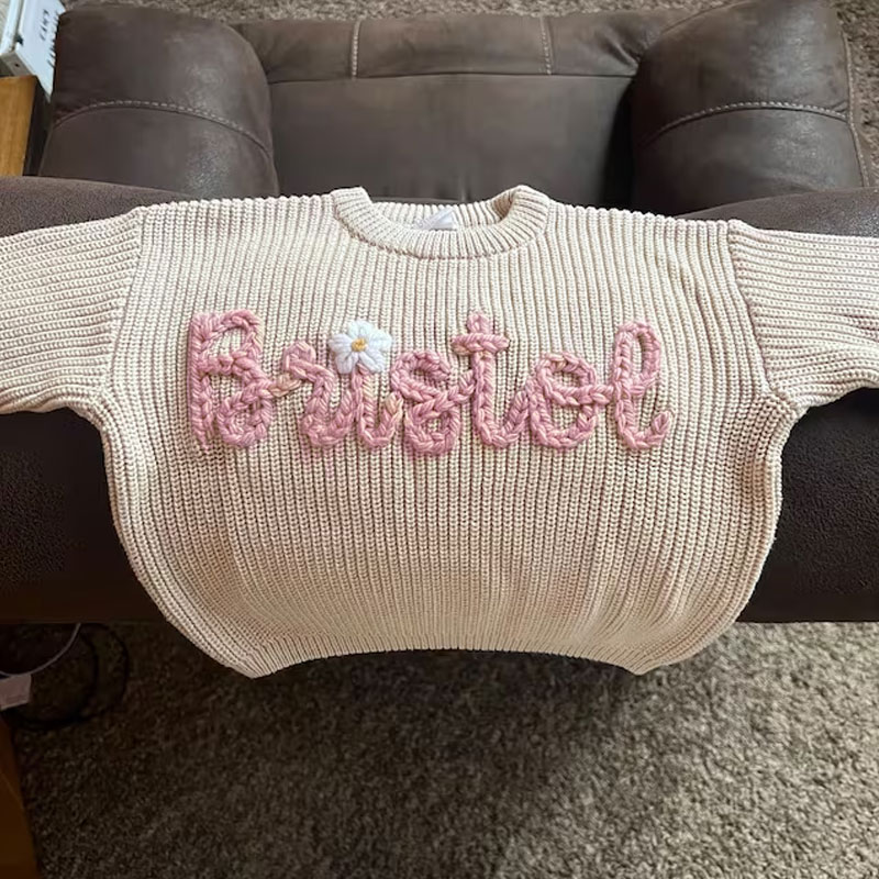 Kids Hand embroidered Oversized Name Sweater