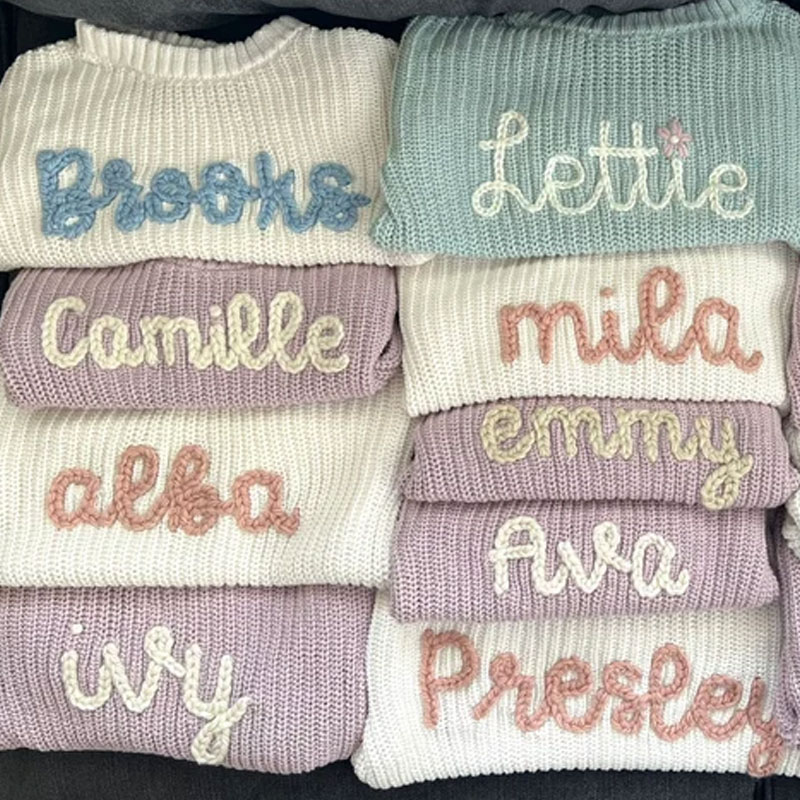 Kids Hand embroidered Oversized Name Sweater