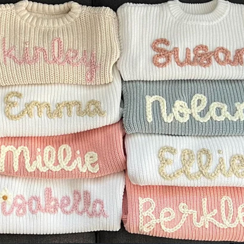 Kids Hand embroidered Oversized Name Sweater