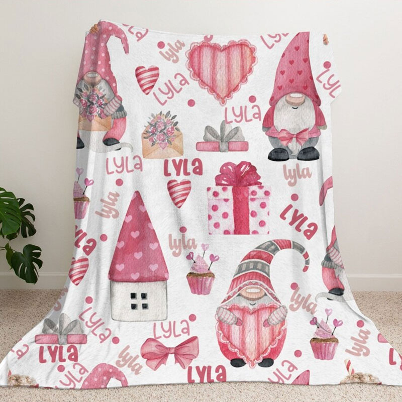 Kids Valentine's Day Blanket Custom Name Blanket
