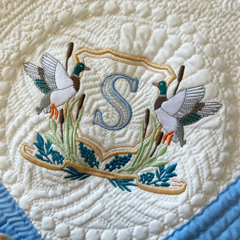 Mallard Duck Embroidered Heirloom Quilt