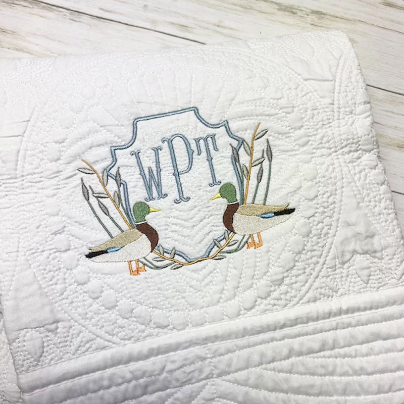 Mallard Duck Embroidered Heirloom Quilt