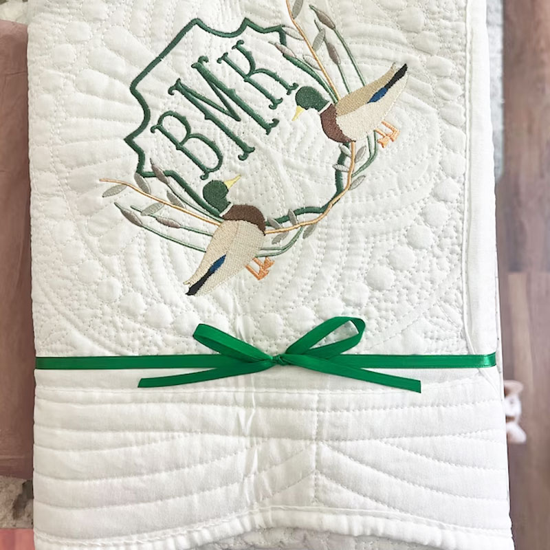 Mallard Duck Embroidered Heirloom Quilt