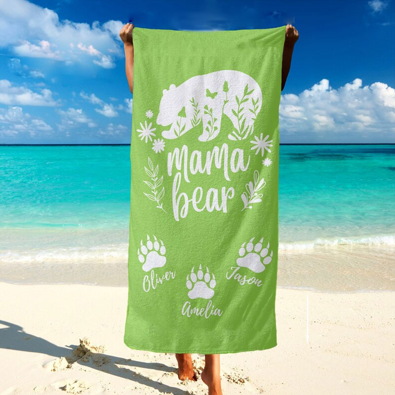 Mama Bear Towel Mom Custom Beach Towel