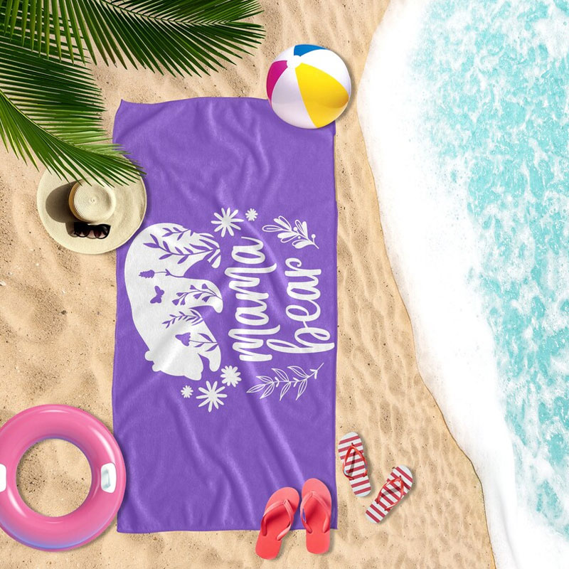 Mama Bear Towel Mom Custom Beach Towel