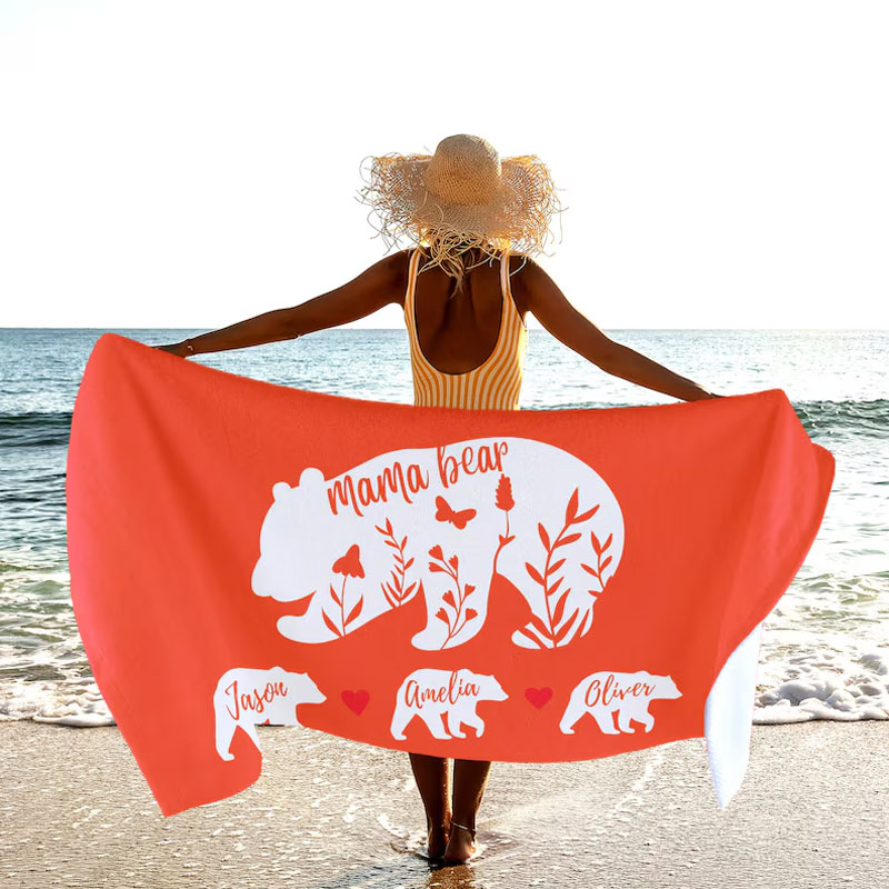 Mama Bear Towel Mom Custom Beach Towel