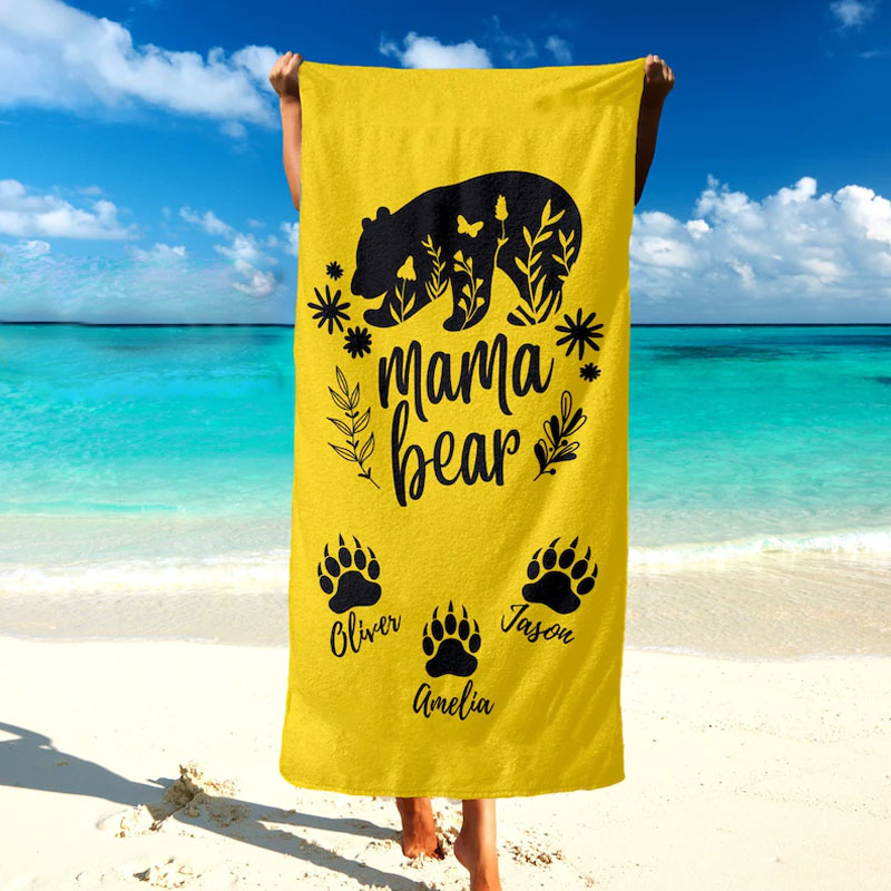 Mama Bear Towel Mom Custom Beach Towel