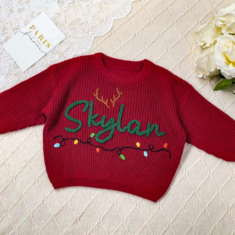Merry Christmas Personalized Knitted Name Baby Sweater
