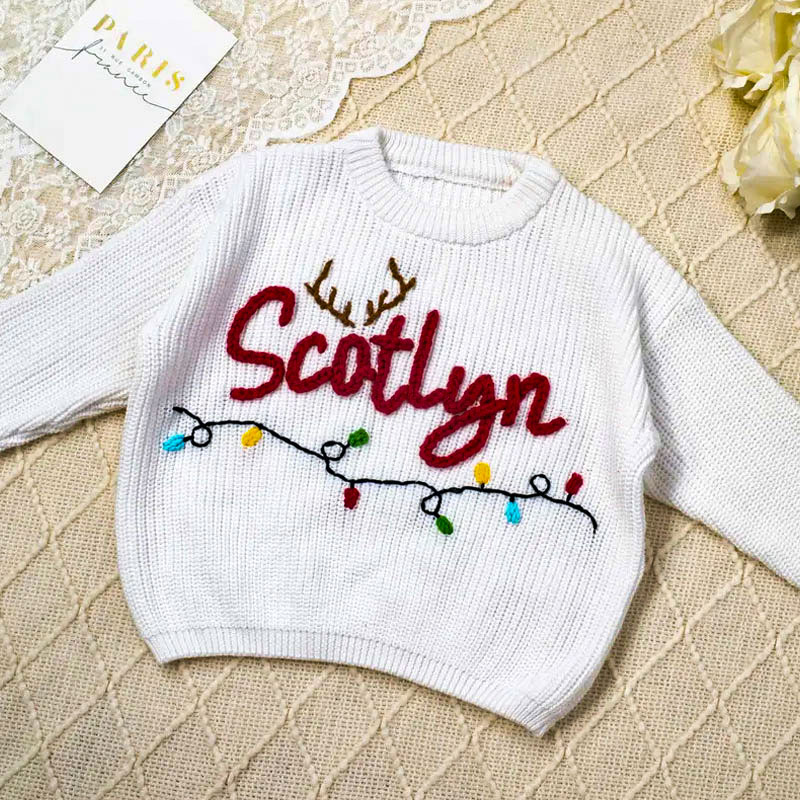 Merry Christmas Personalized Knitted Name Baby Sweater
