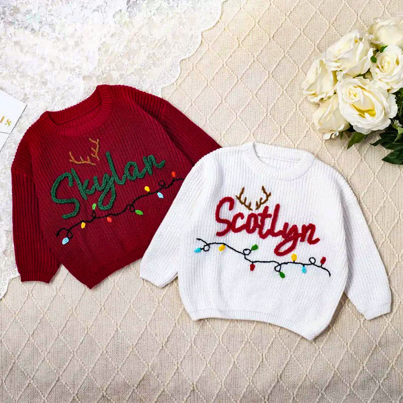Merry Christmas Personalized Knitted Name Baby Sweater