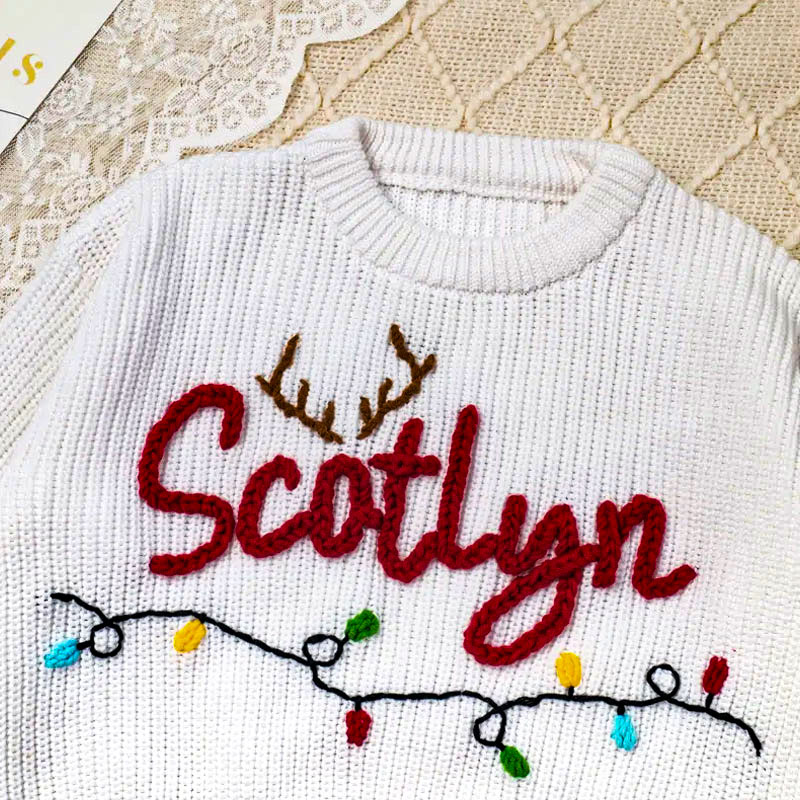 Merry Christmas Personalized Knitted Name Baby Sweater