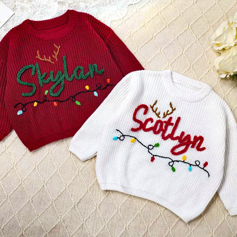 Merry Christmas Personalized Knitted Name Baby Sweater