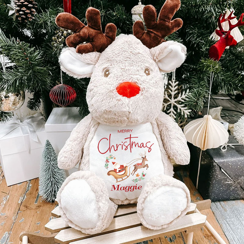 Merry Christmas Santa's Sleigh Luxury Pattern Reindeer Toy Christmas Eve Gifts