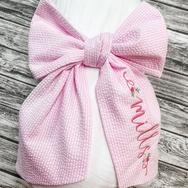 Monogrammed Baby Swaddle With Bow