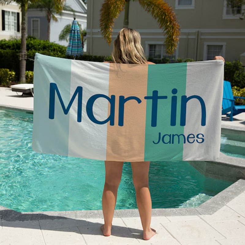 Multi Color Font Design Beach Towel