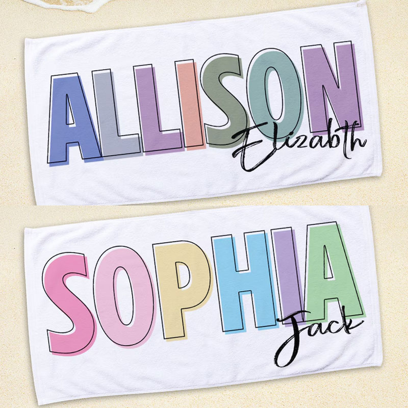 Multi Color Font Design Beach Towel
