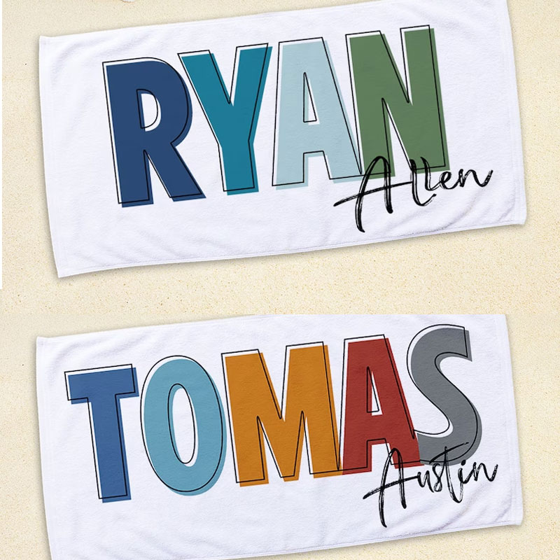 Multi Color Font Design Beach Towel