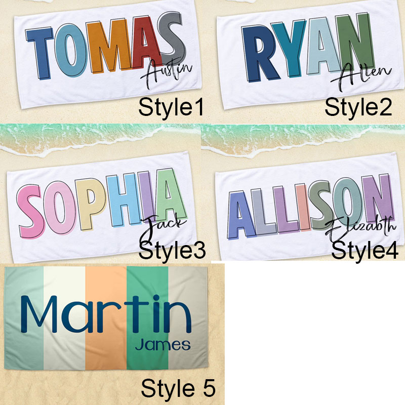 Multi Color Font Design Beach Towel