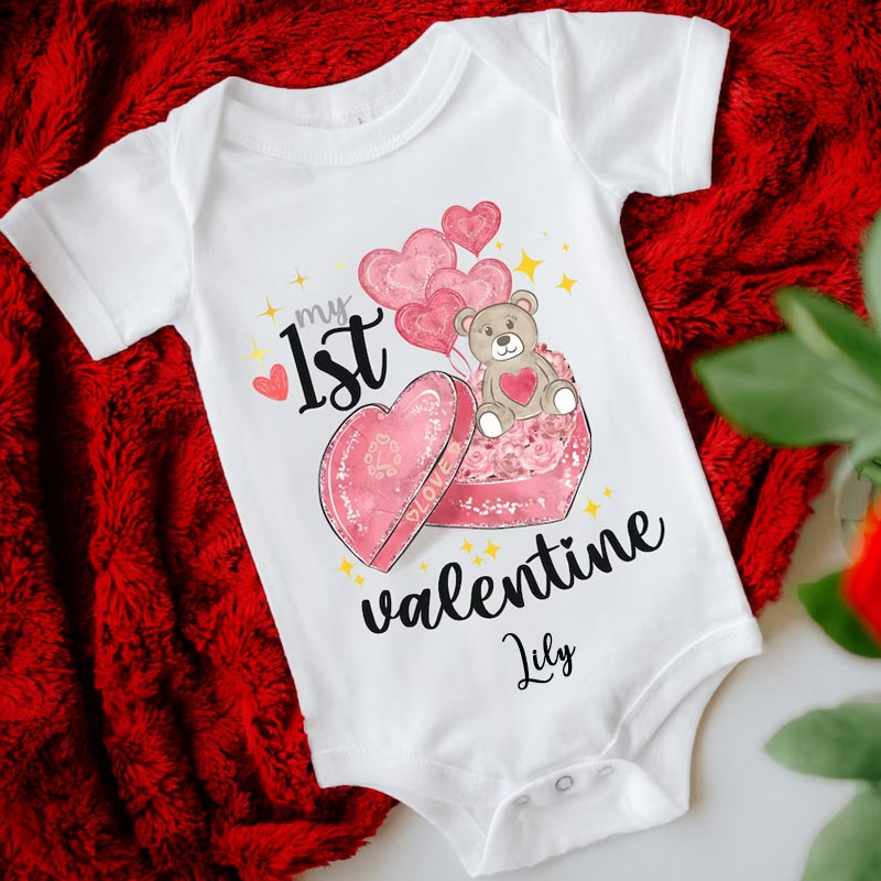 My 1st Valentine Bear Baby Bodysuit