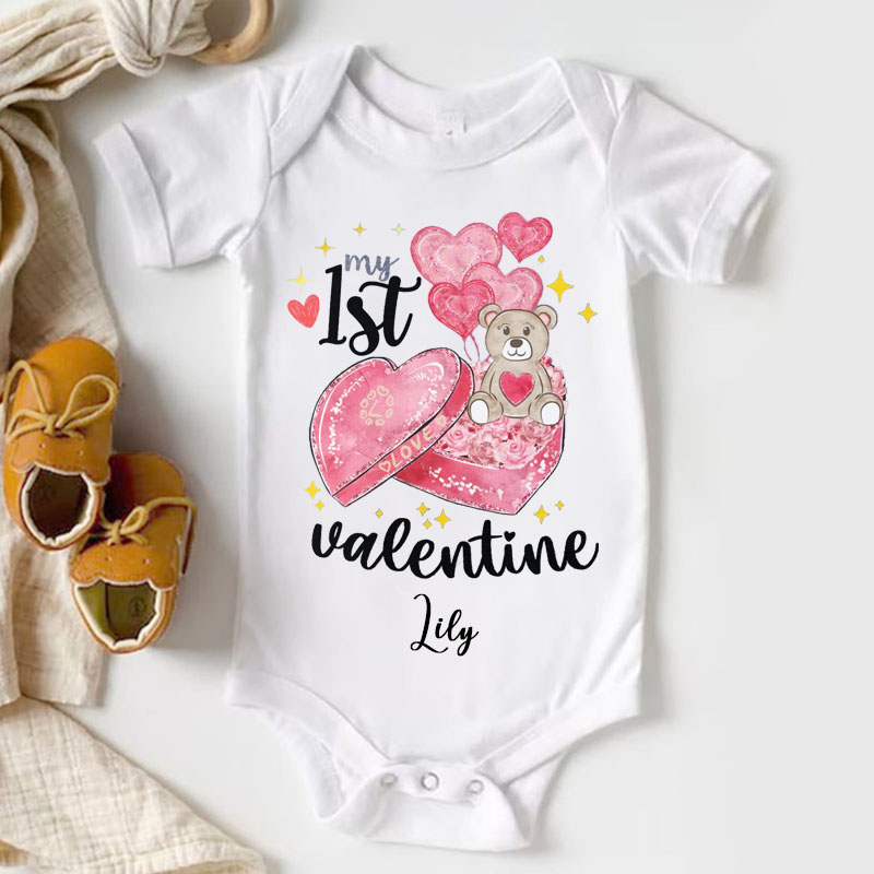 My 1st Valentine Bear Baby Bodysuit