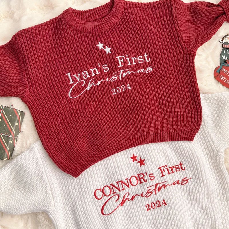 My First Christmas Outfit Knit Sweater Romper