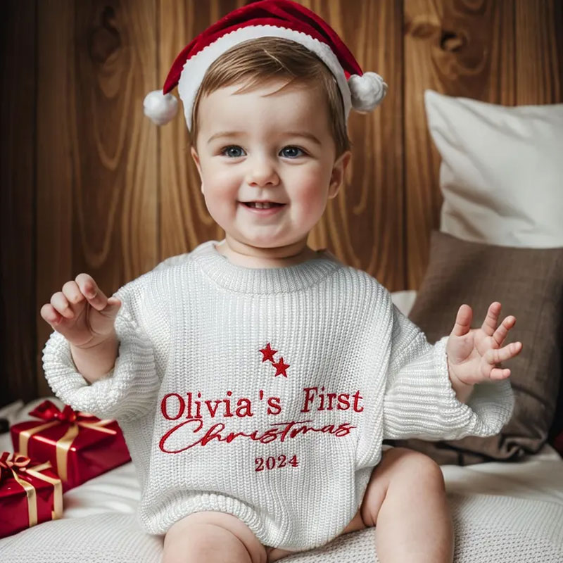 My First Christmas Outfit Knit Sweater Romper