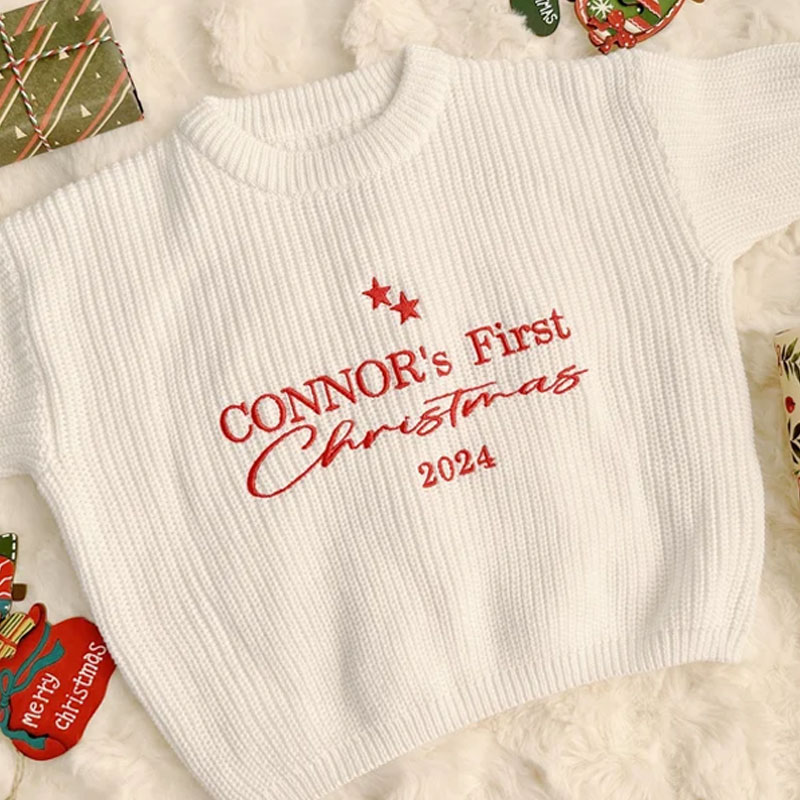 My First Christmas Outfit Knit Sweater Romper