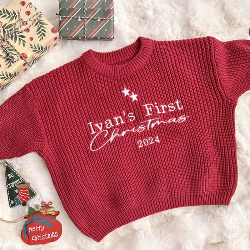 My First Christmas Outfit Knit Sweater Romper