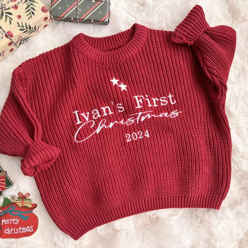 My First Christmas Outfit Knit Sweater Romper