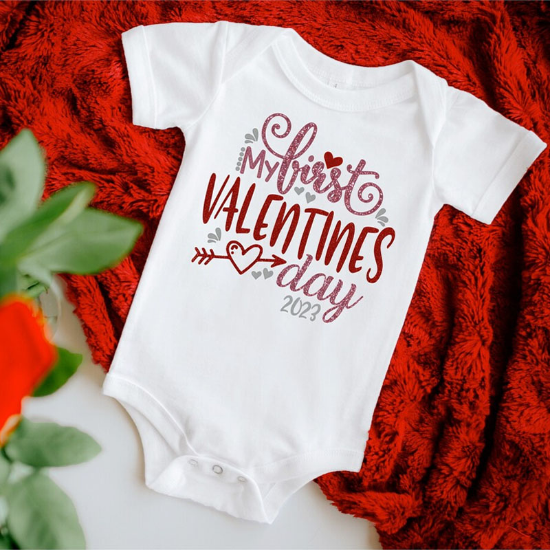 My First Valentines Day Baby Onesie