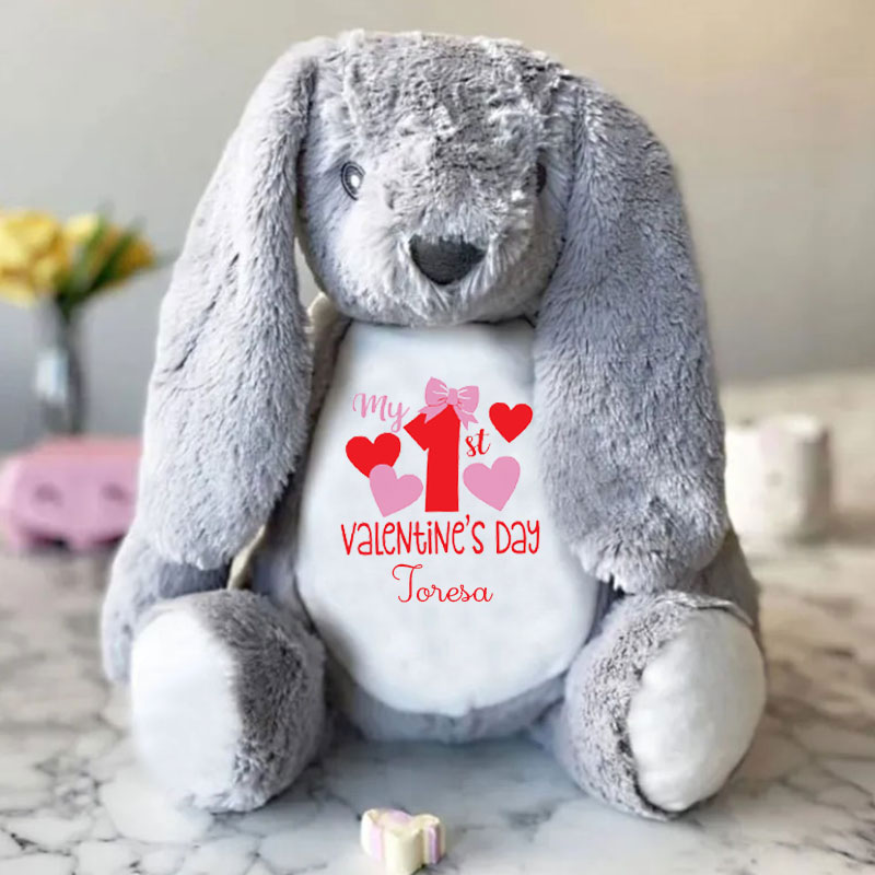 My First Valentines Day Girls Stuffed Toy Rabbit