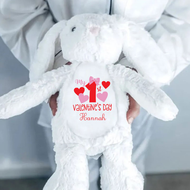 My First Valentines Day Girls Stuffed Toy Rabbit