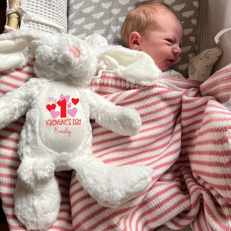 My First Valentines Day Girls Stuffed Toy Rabbit