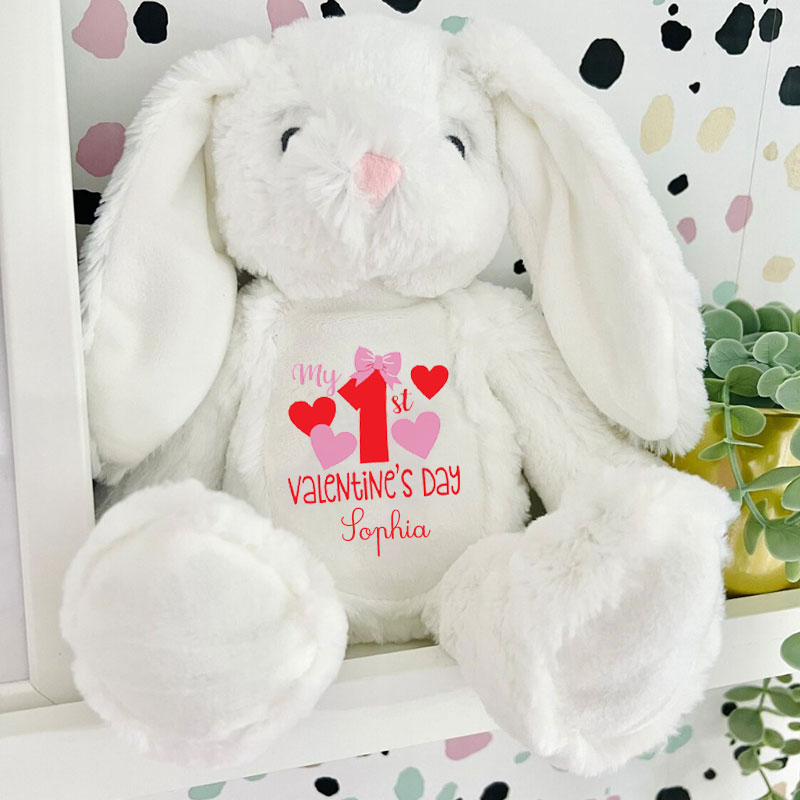 My First Valentines Day Girls Stuffed Toy Rabbit