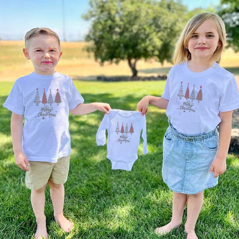 Cute Merry Christmas Tree Tshirts  Family Matching Christmas Outfi