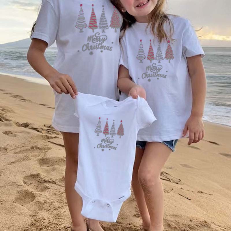 Cute Merry Christmas Tree Tshirts  Family Matching Christmas Outfi