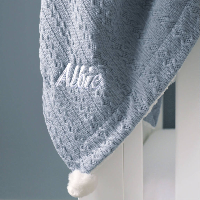 Personalised Cable Knit Pom Pom Blanket