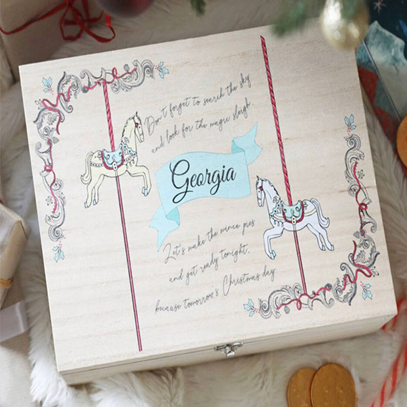 Personalised Carousel Wooden Christmas Eve Box