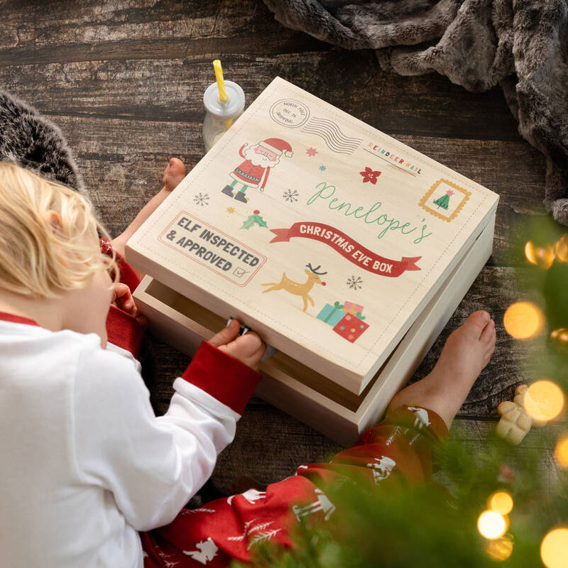 Personalised Children's Santa Christmas Eve Wooden Box