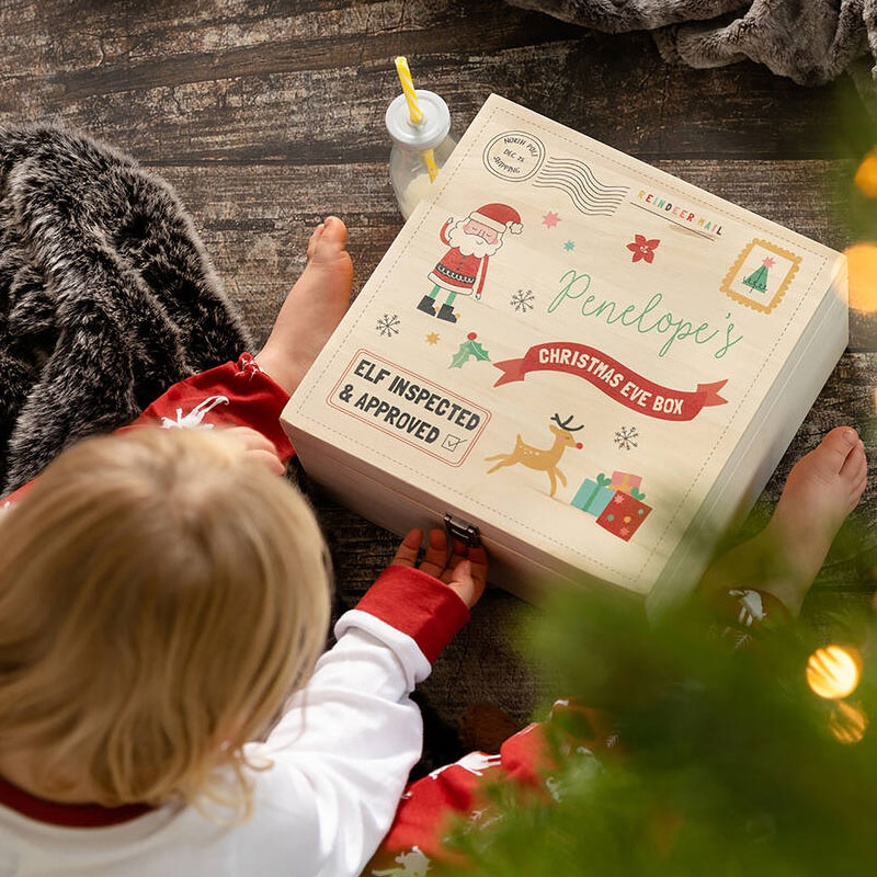 Personalised Children's Santa Christmas Eve Wooden Box